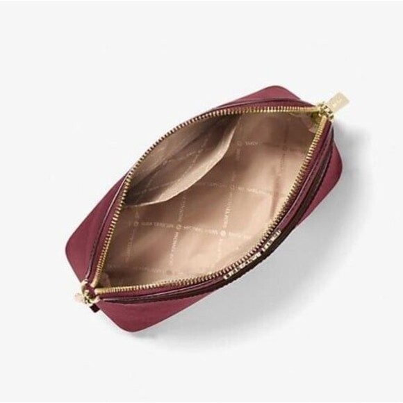 New Michael Kors Jet Set Travel Medium Dome Crossbody Saffiano Leather Oxblood - Picture 2 of 3